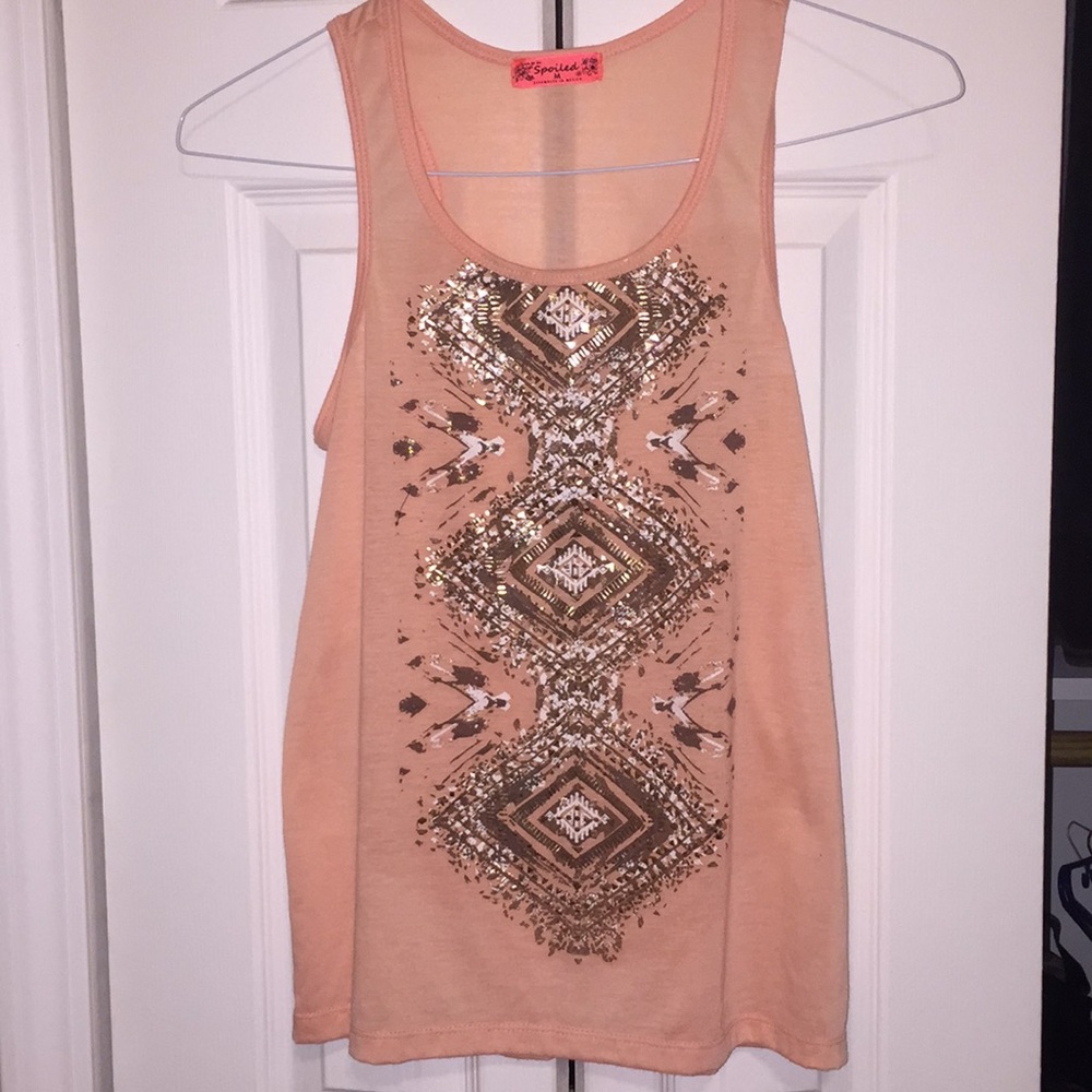 Peach Gold and White Tank